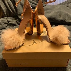 Charlotte Russe Rose Gold Feather Heels